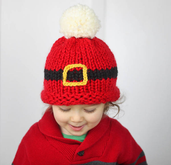 Santa's Belt Buckle Hat Knitting Pattern
