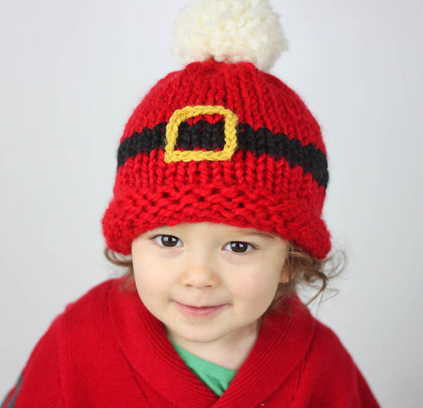 Santa's Belt Buckle Hat Knitting Pattern