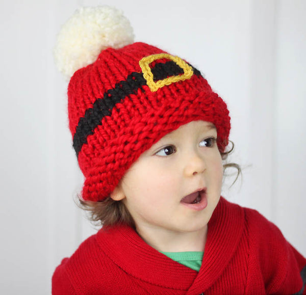 Santa's Belt Buckle Hat Knitting Pattern