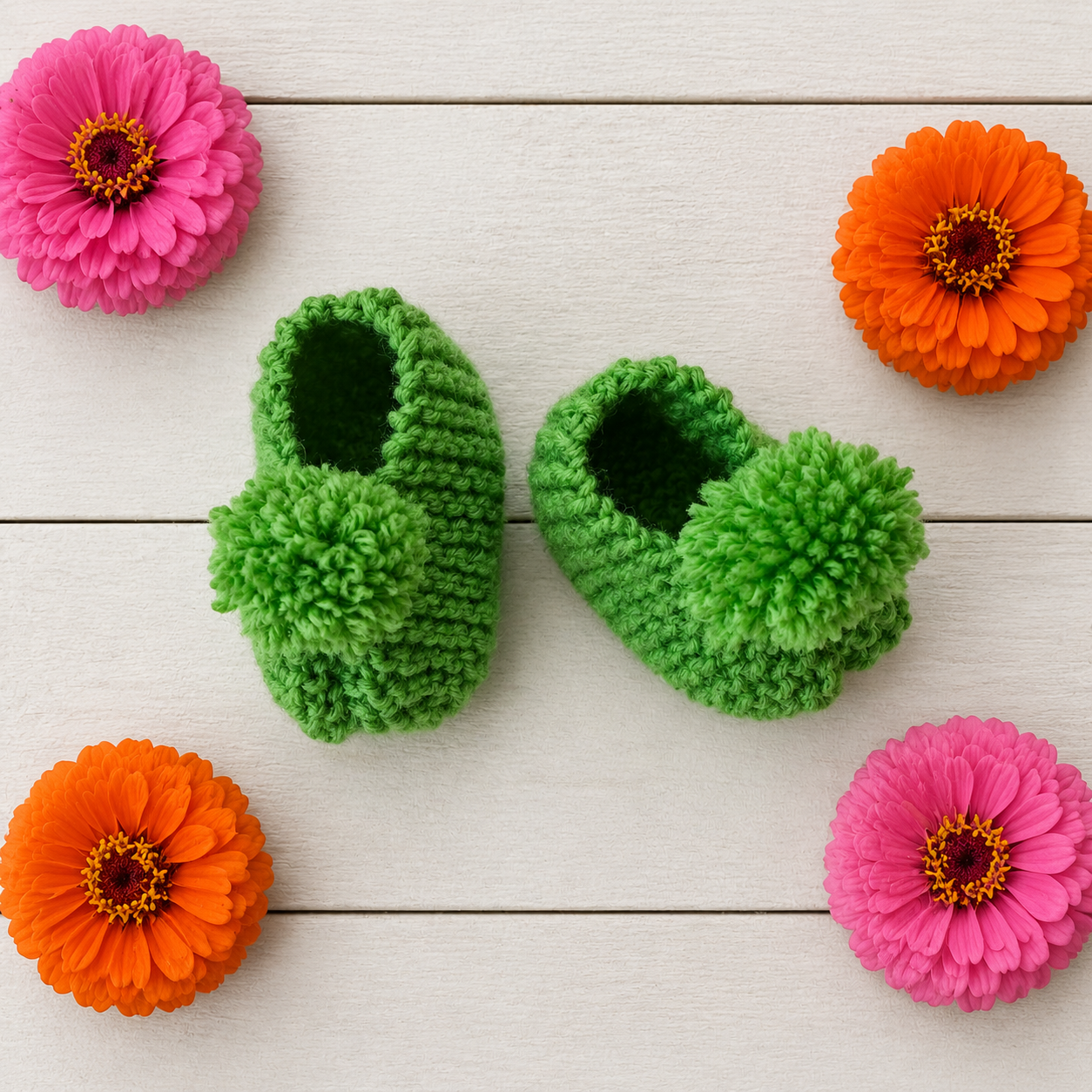 1 Hour Easy Flat Knit Baby Booties Knitting Pattern