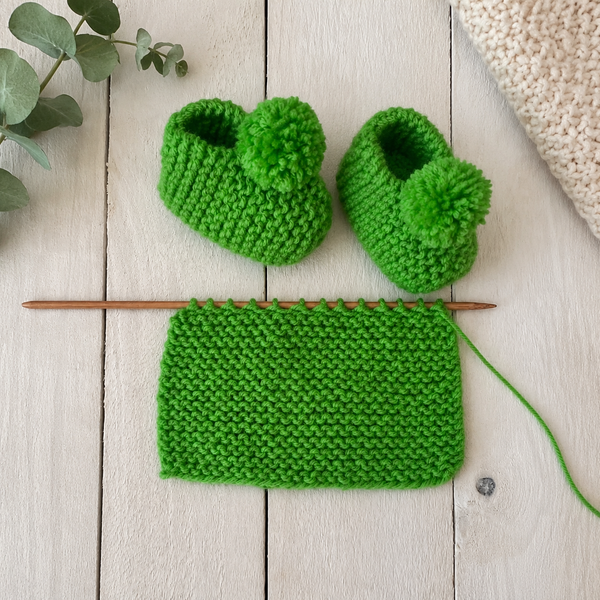 1 Hour Easy Flat Knit Baby Booties Knitting Pattern