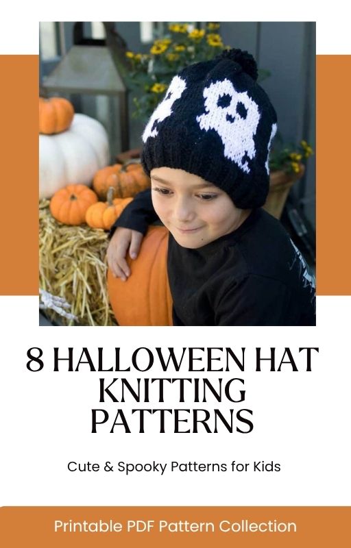 8 Kids Halloween Hats Knitting Pattern Bundle