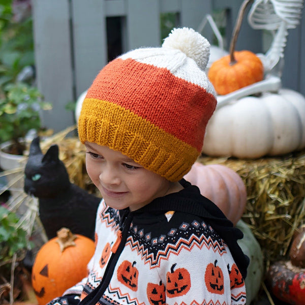 Kids Candy Corn Hat Knitting Pattern
