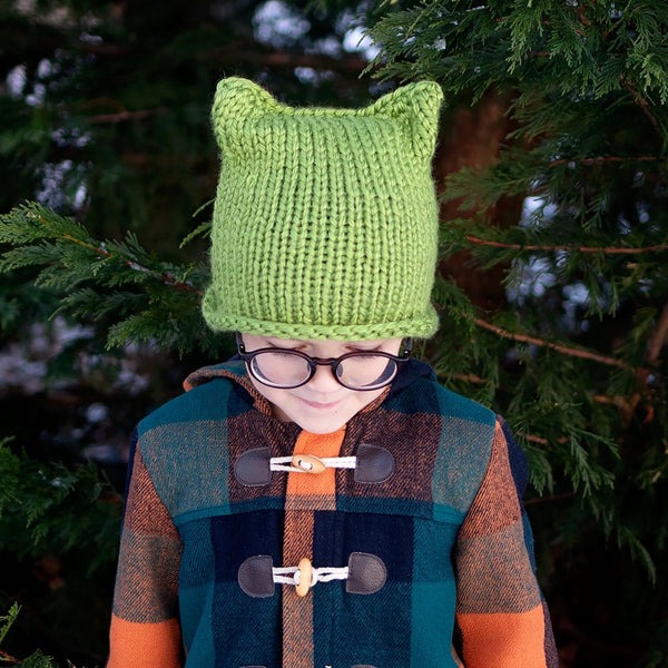 Kids Super Easy Flat Knit Cat Hat