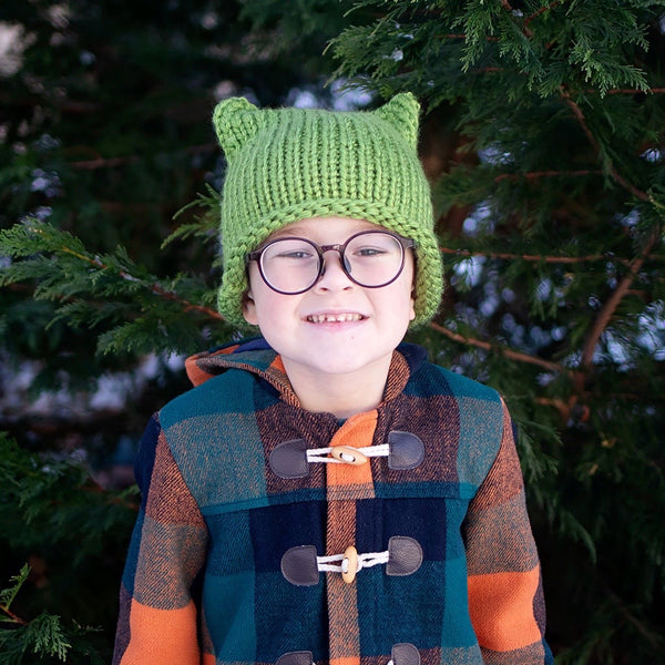Kids Super Easy Flat Knit Cat Hat