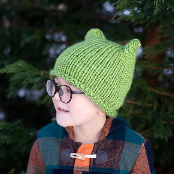 Kids Super Easy Flat Knit Cat Hat
