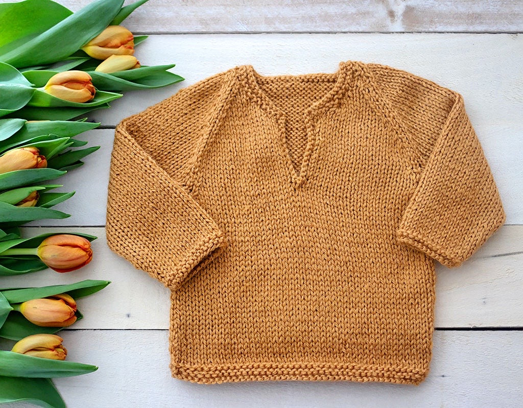Easy Baby Pullover Sweater Knitting Pattern