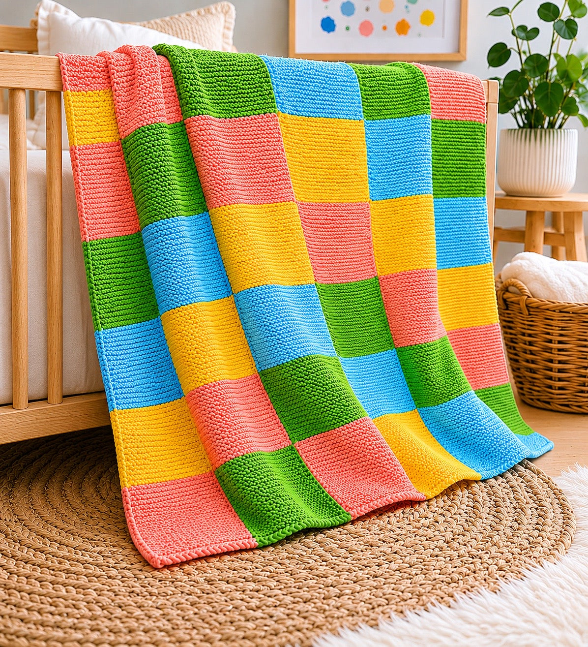 Easy Garter Stitch Baby Blanket Knitting Pattern