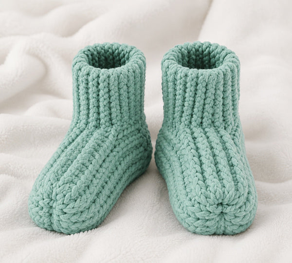 Easy Knit Bootie Slippers Pattern for Women
