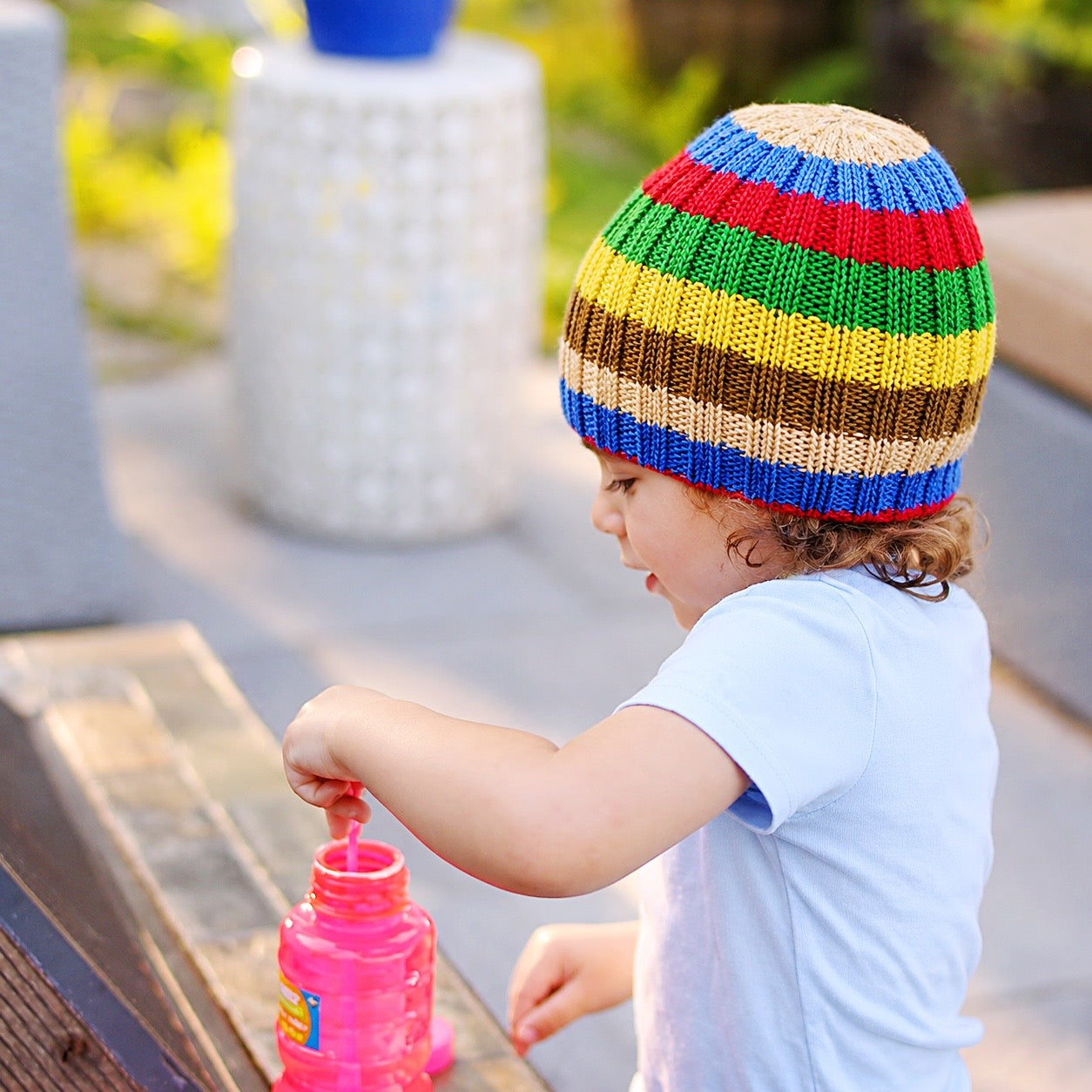 Easy Toddler Stripe Hat Knitting Pattern
