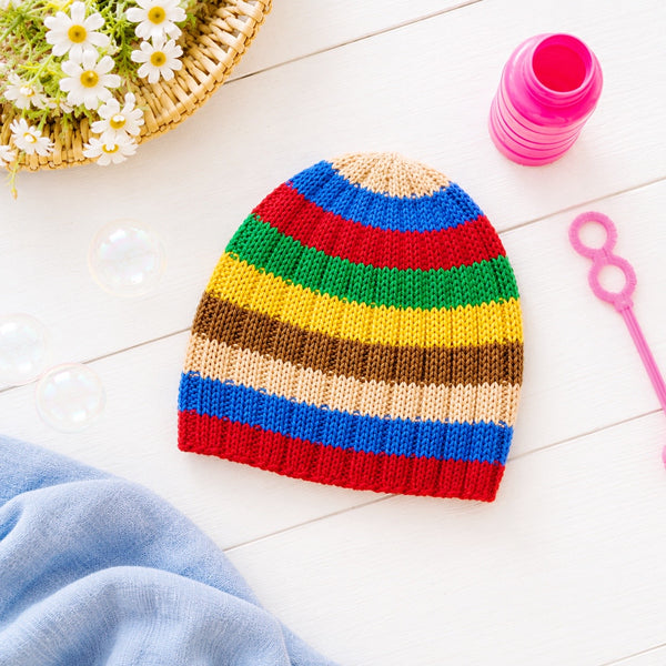 Easy Toddler Stripe Hat Knitting Pattern