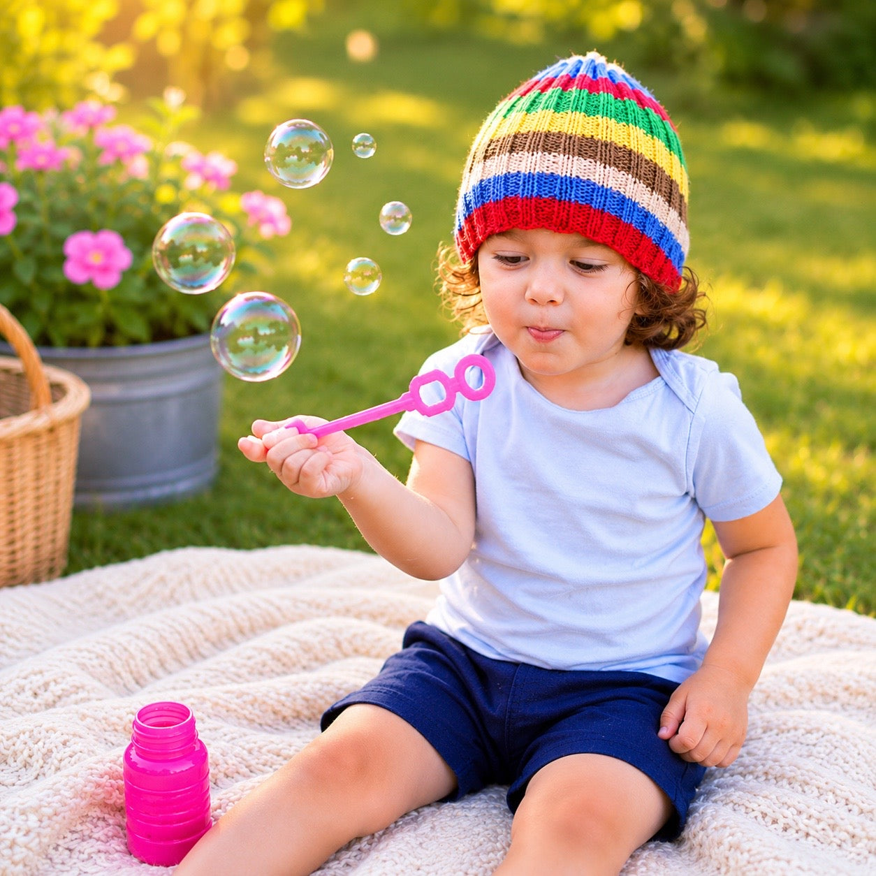 Easy Toddler Stripe Hat Knitting Pattern