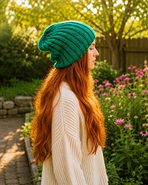 Easy Slouch Beanie Knitting Pattern