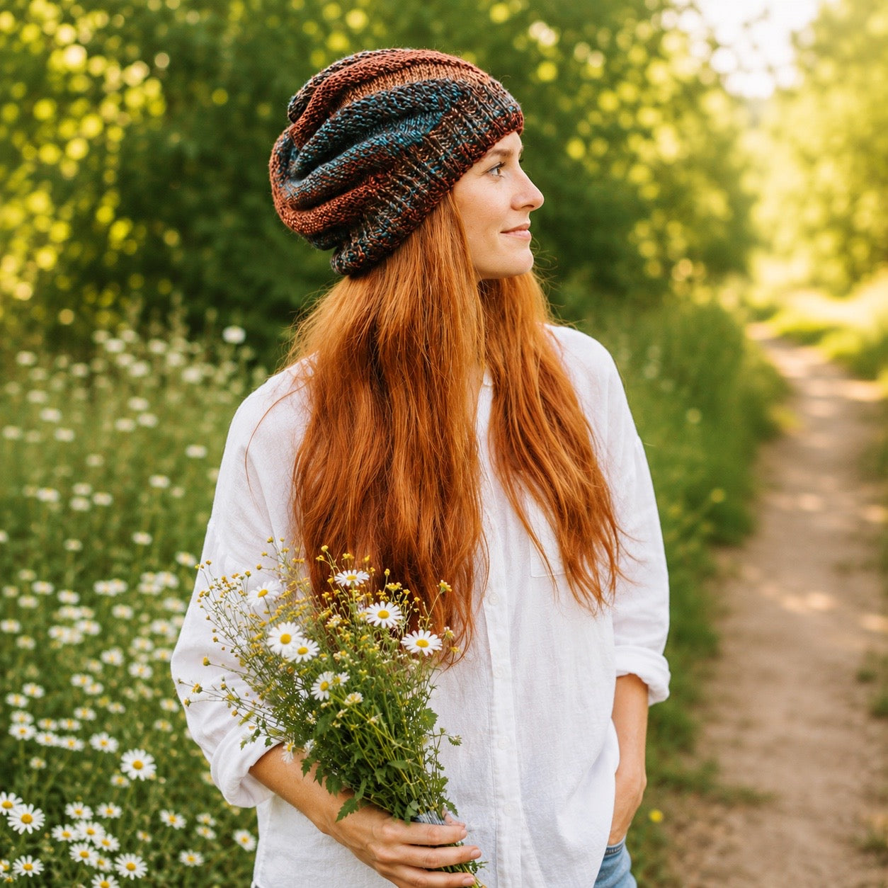 Easy Flat Knit Swirl Hat Knitting Pattern