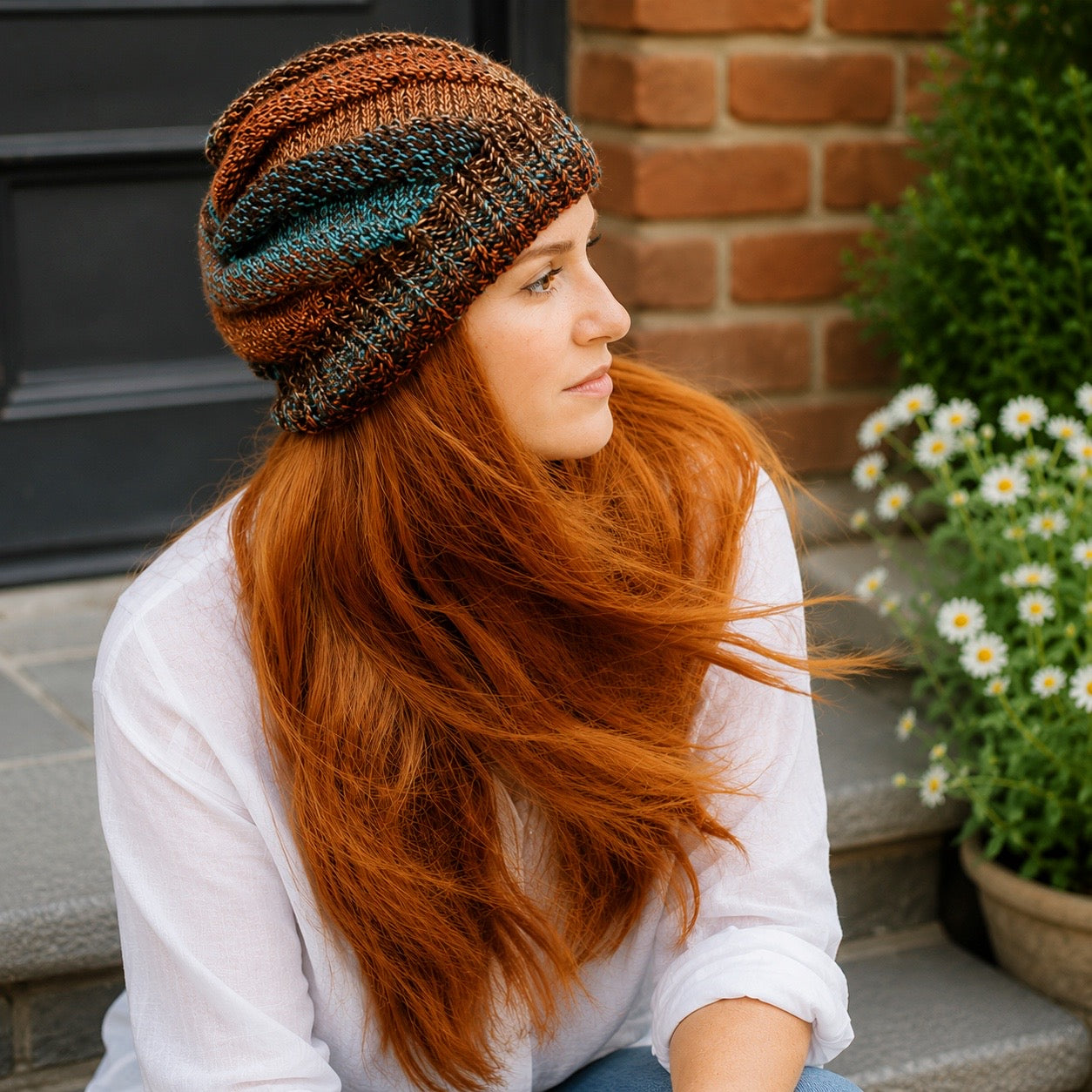 Easy Flat Knit Swirl Hat Knitting Pattern