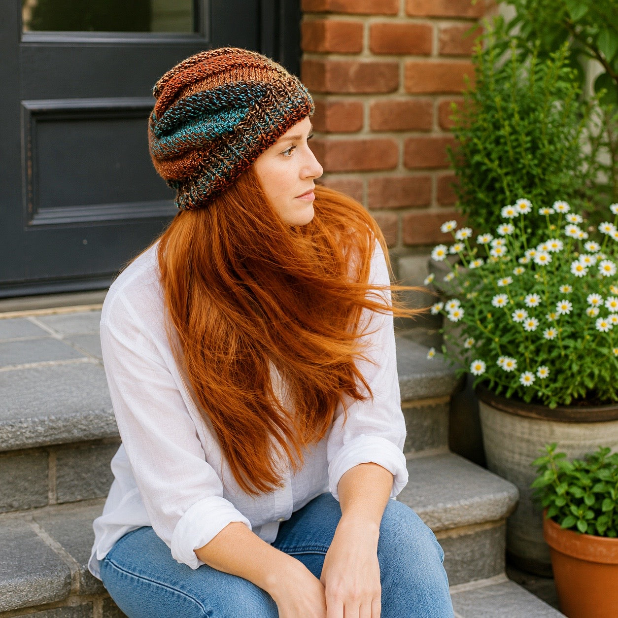Easy Flat Knit Swirl Hat Knitting Pattern