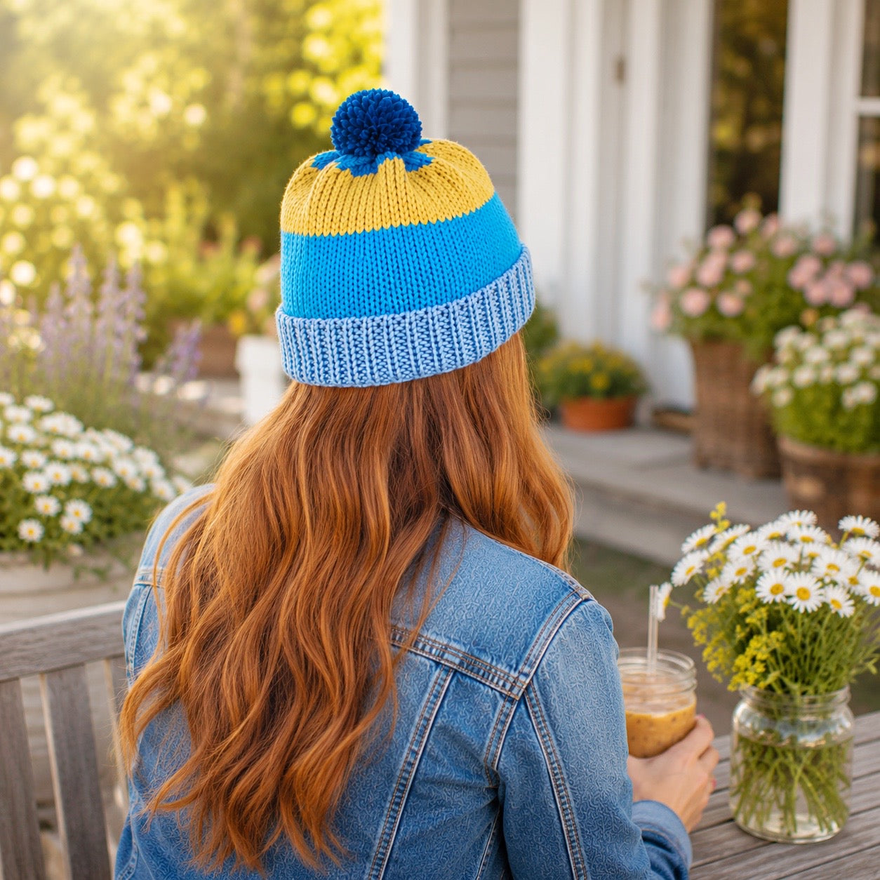 Easy Stripe Hat Knitting Pattern for Women