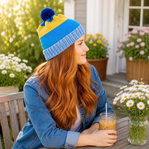 Easy Stripe Hat Knitting Pattern for Women
