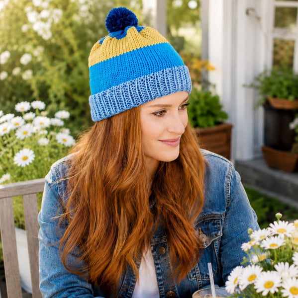 Easy Stripe Hat Knitting Pattern for Women