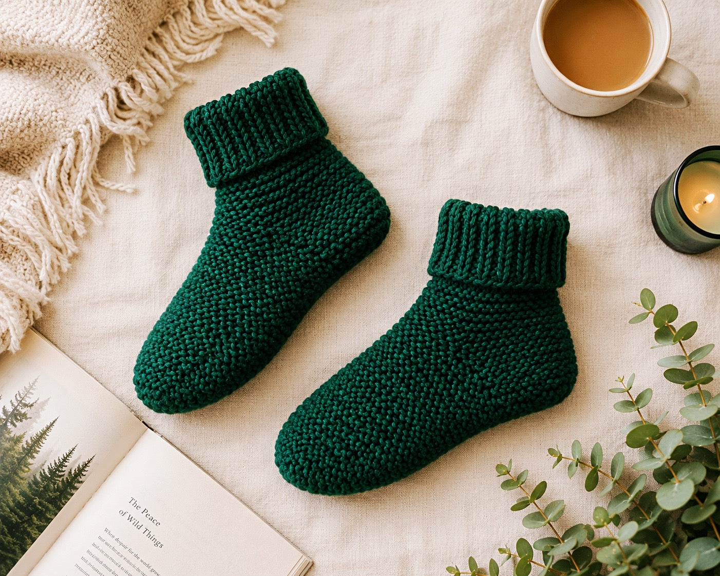 Easy Straight Needle Slippers Knitting Pattern