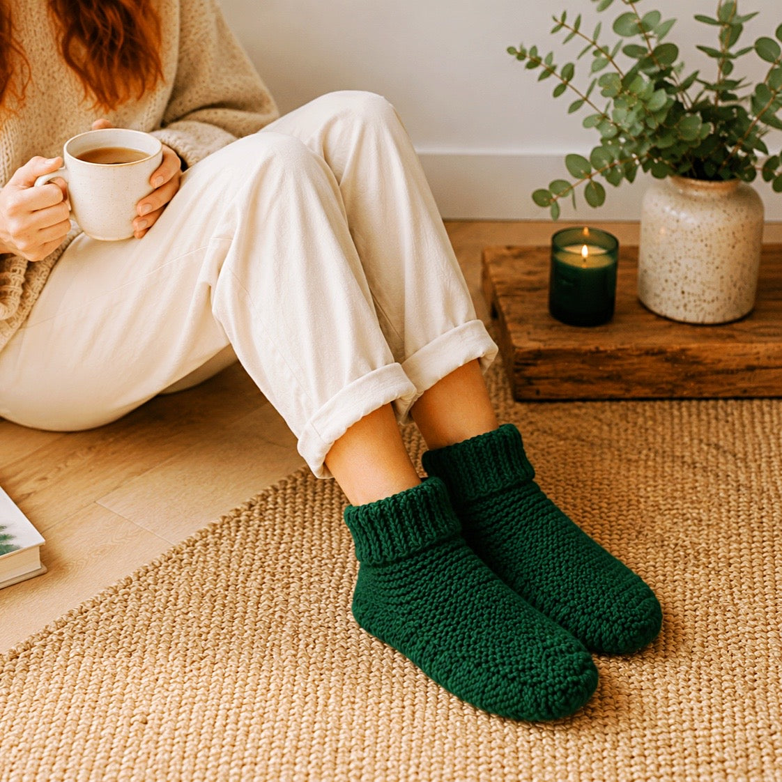 Easy Straight Needle Slippers Knitting Pattern