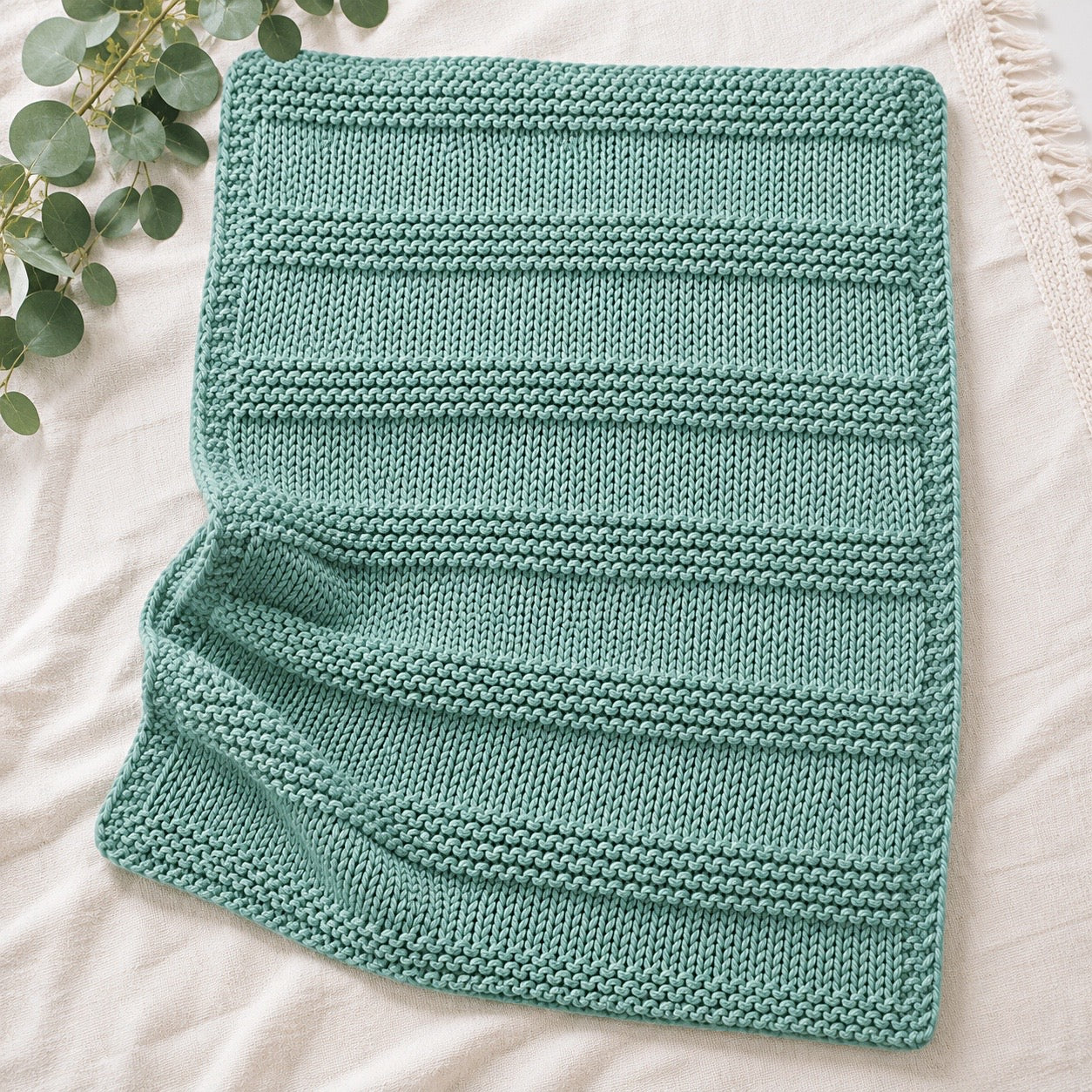Easy Garter Stripe Baby Blanket Knitting Pattern