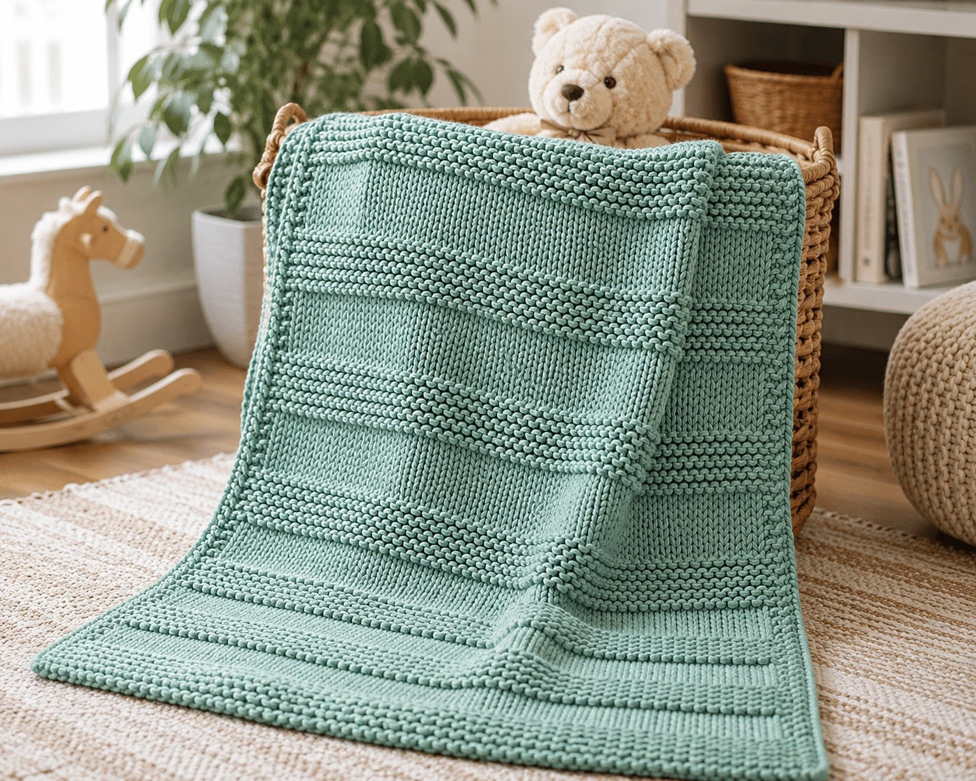 Easy Garter Stripe Baby Blanket Knitting Pattern