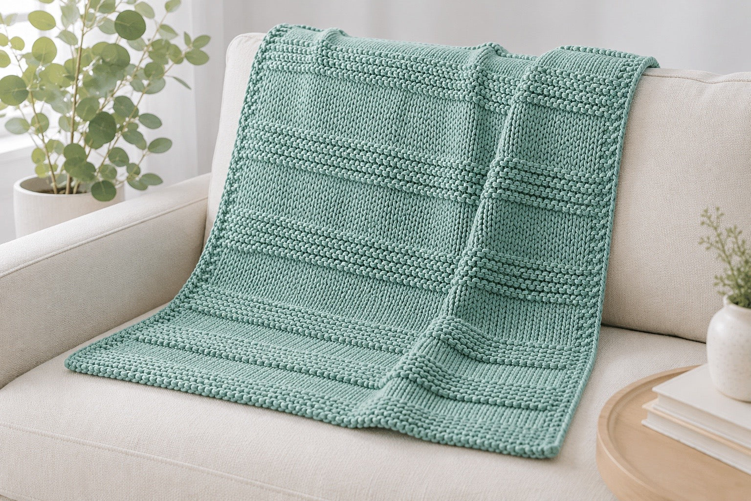 Easy Garter Stripe Baby Blanket Knitting Pattern