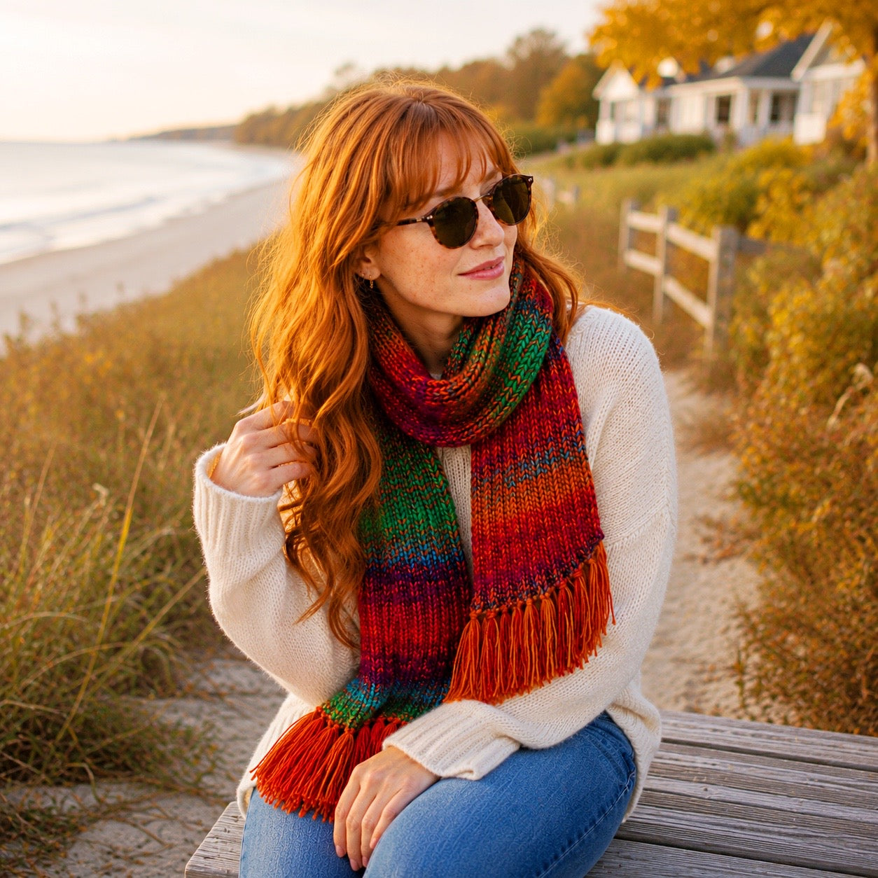 Self-Striping Yarn Scarf Knitting Pattern