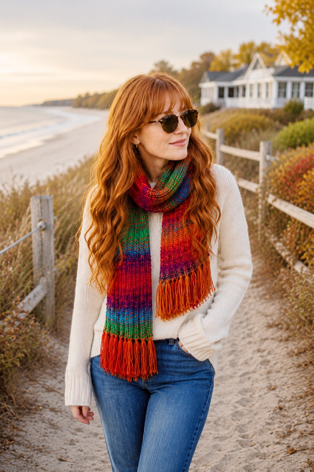 Self-Striping Yarn Scarf Knitting Pattern