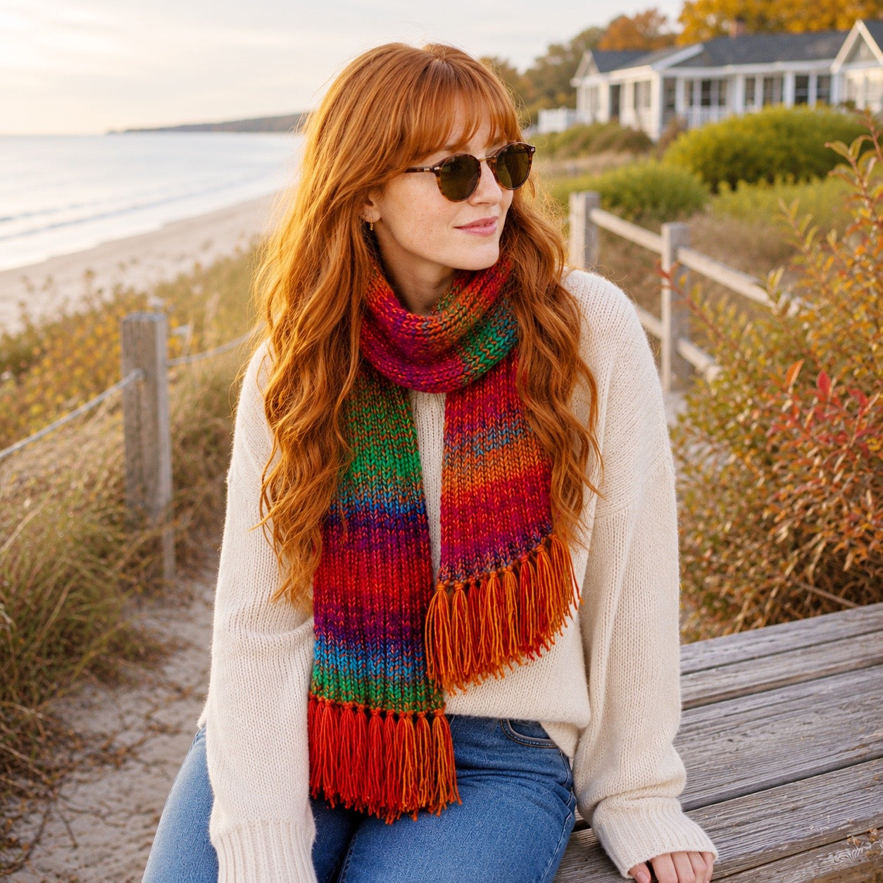 Self-Striping Yarn Scarf Knitting Pattern