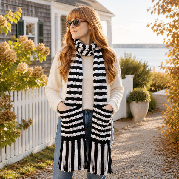 Easy Stripe Pocket Scarf Knitting Pattern