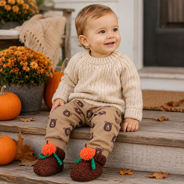 Easy Pumpkin Baby Booties Knitting Pattern