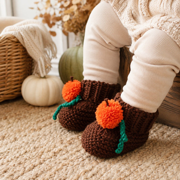 Easy Pumpkin Baby Booties Knitting Pattern