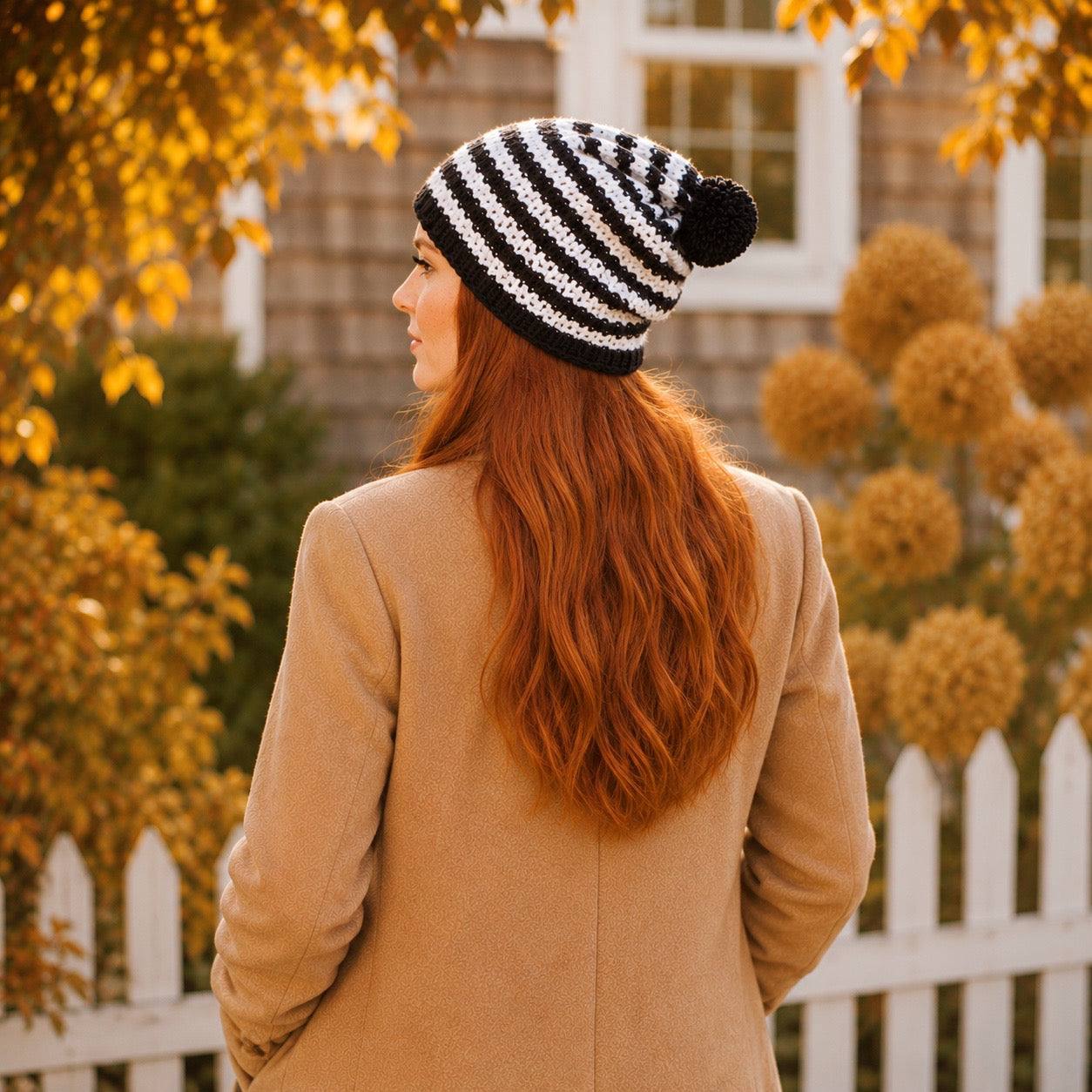 Chunky Stripe Slouch Beanie Knitting Pattern