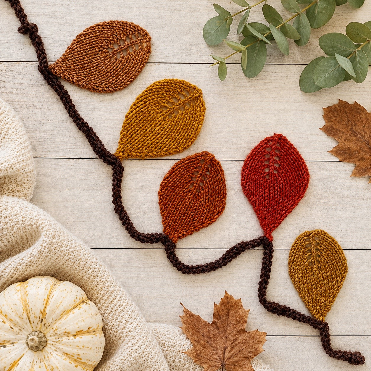 Easy Knit Leaf Garland Pattern