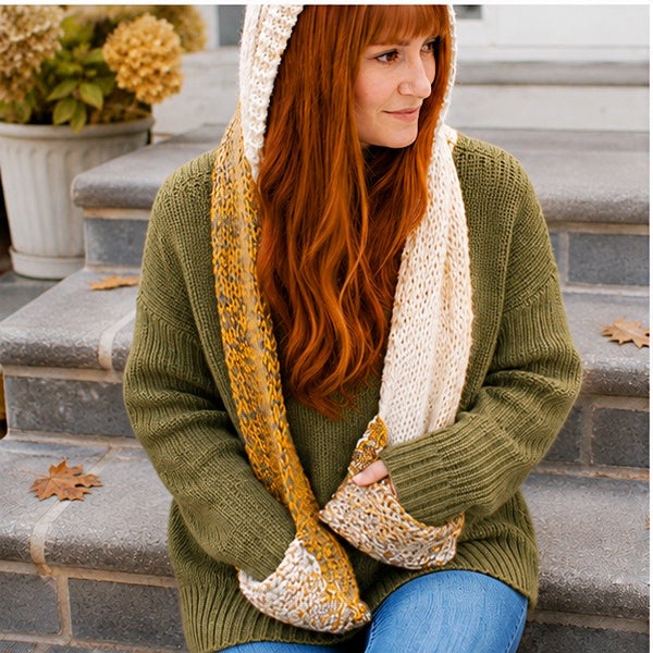 Easy Hooded Pocket Scarf Knitting Pattern