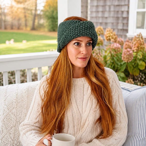 Easy Seed Stitch Twist Headband Knitting Pattern
