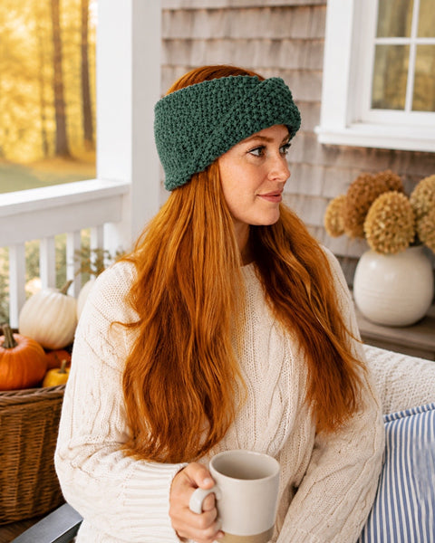 Easy Seed Stitch Twist Headband Knitting Pattern