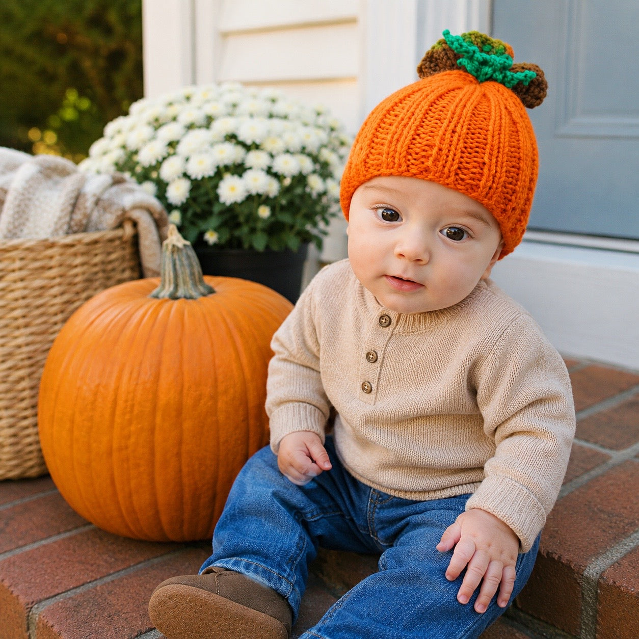 Flat Knit Baby Pumpkin Hat Pattern