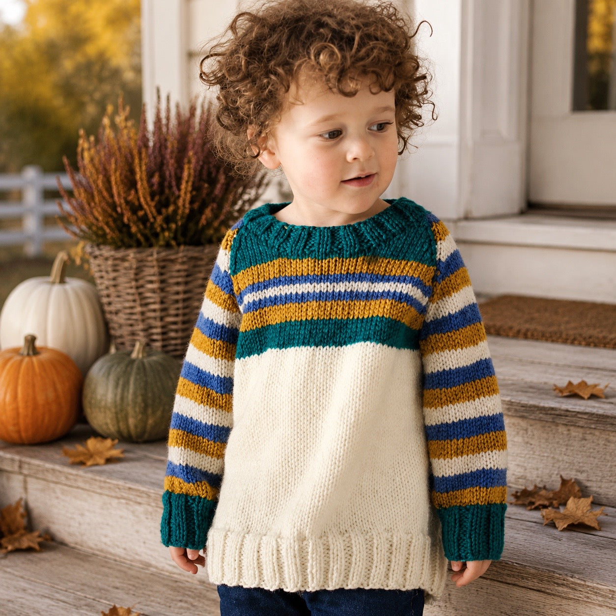 Easy Kids Raglan Sleeve Sweater Knitting Pattern