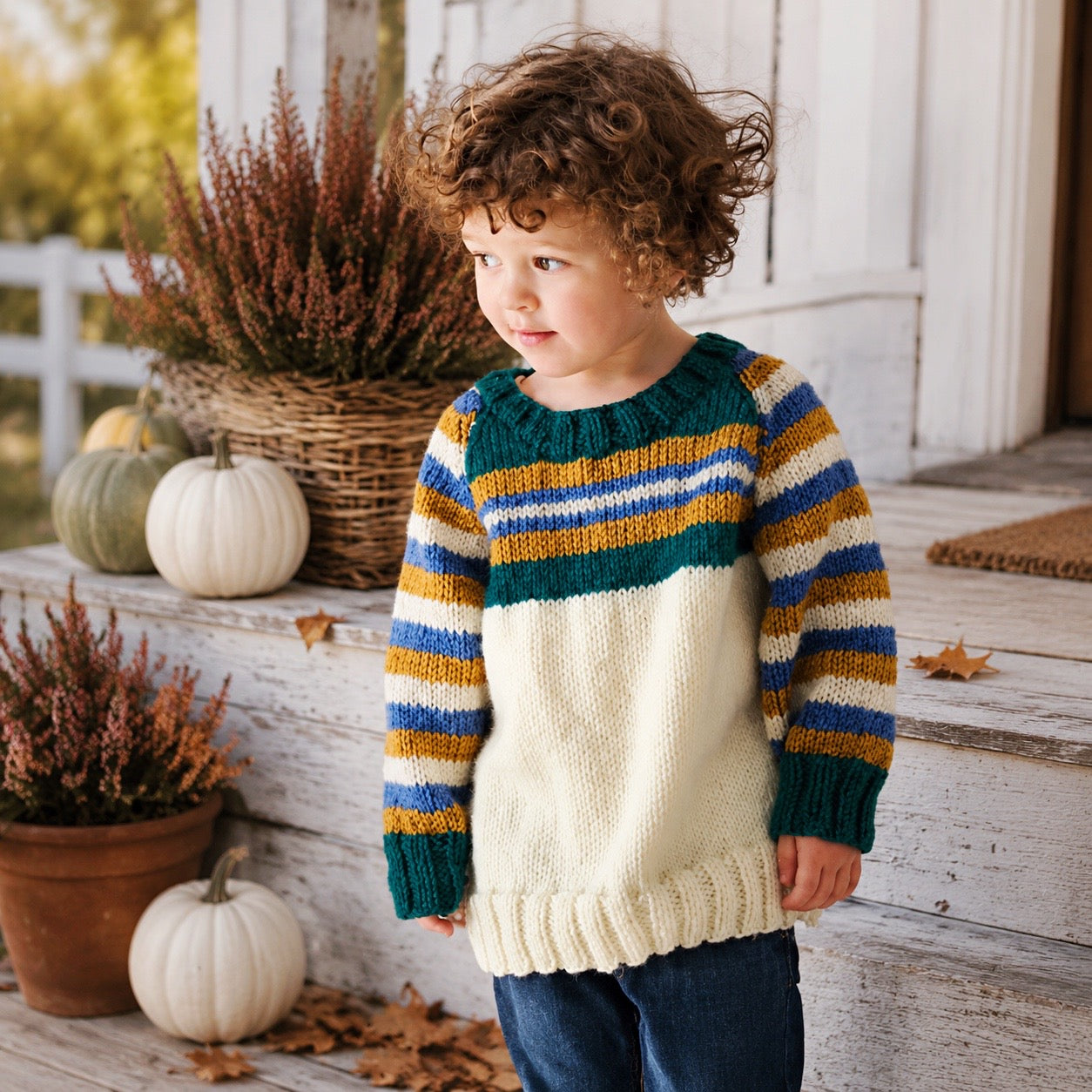 Easy Kids Raglan Sleeve Sweater Knitting Pattern