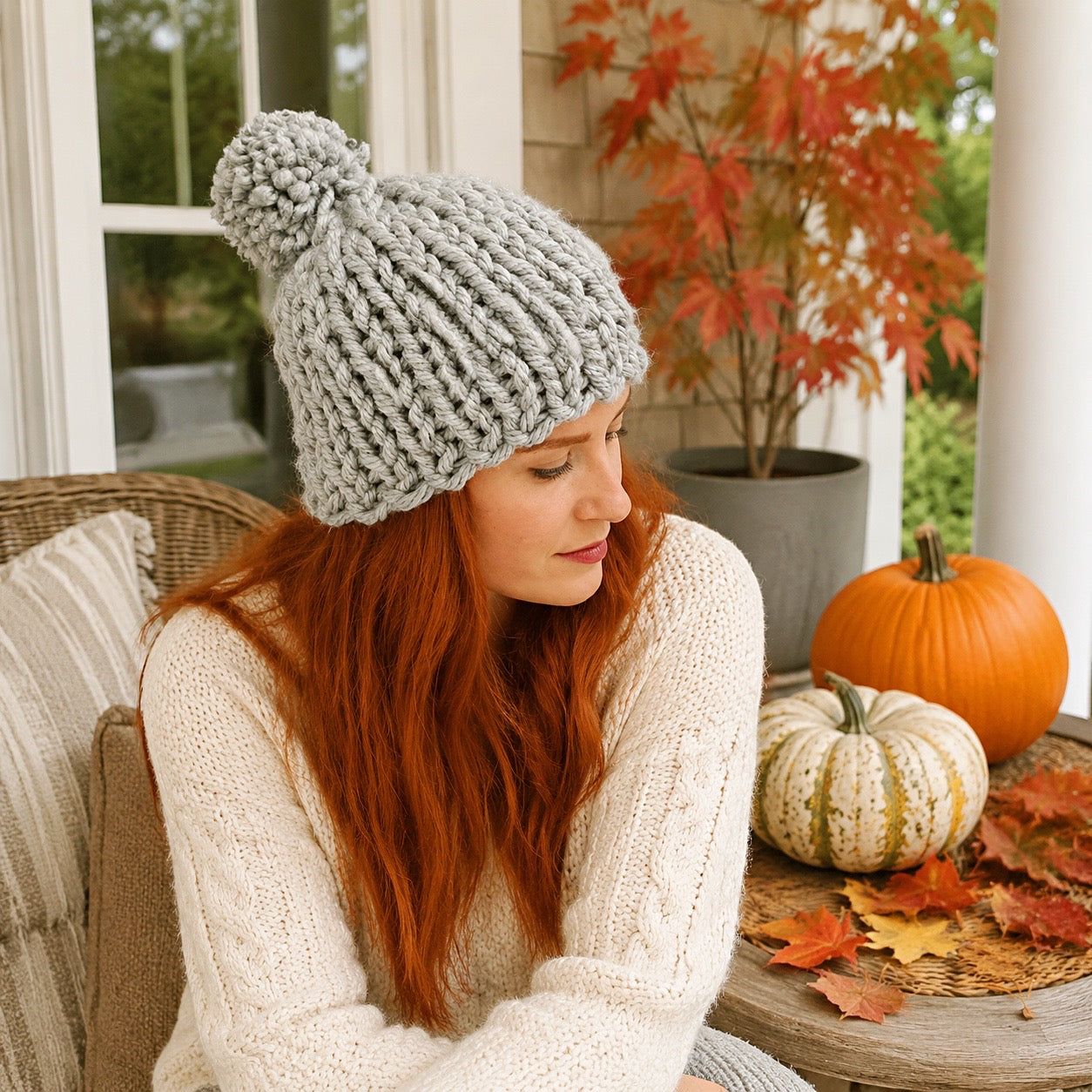 Easy Flat Knit Chunky Hat Pattern