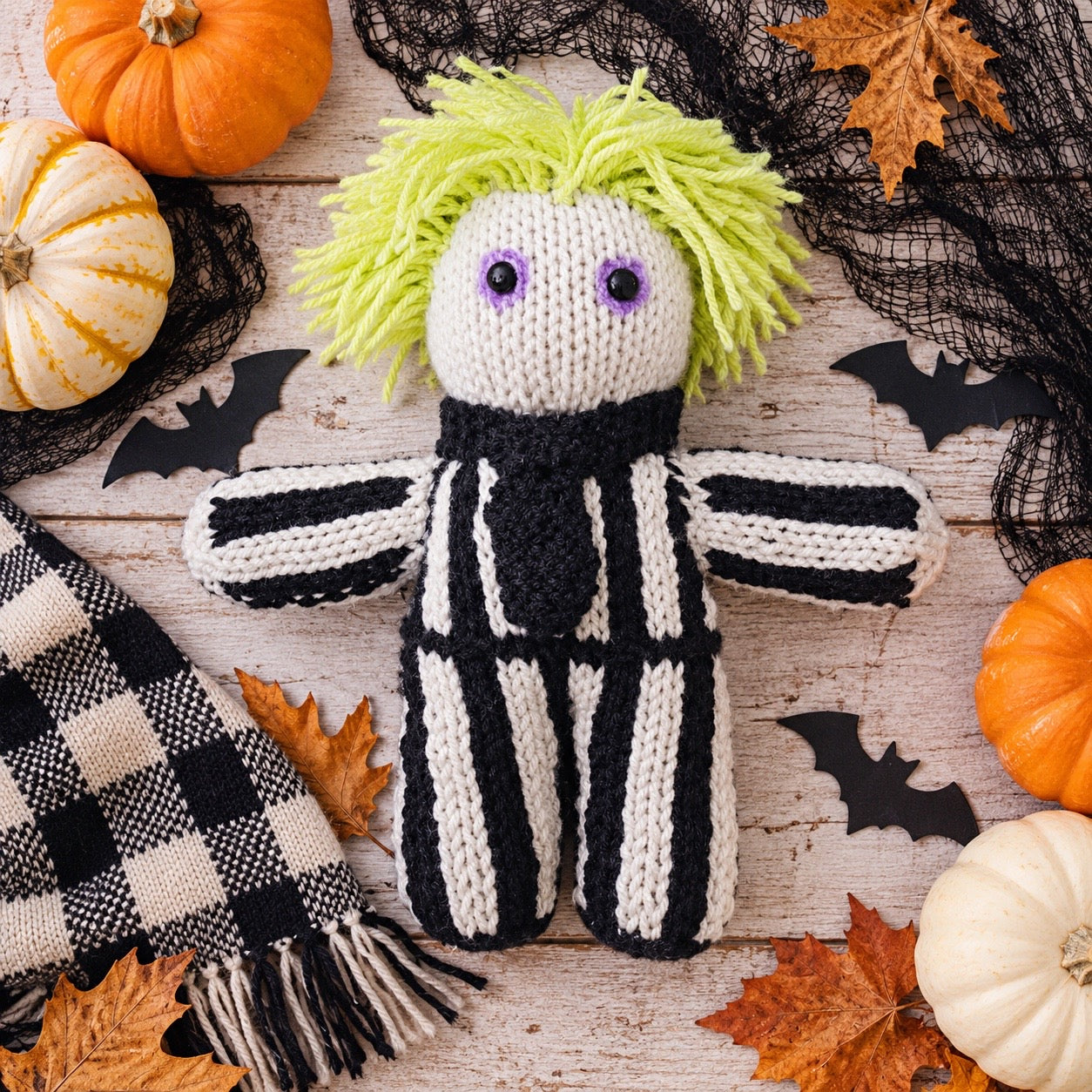 Plush Beetlejuice Knitting Pattern