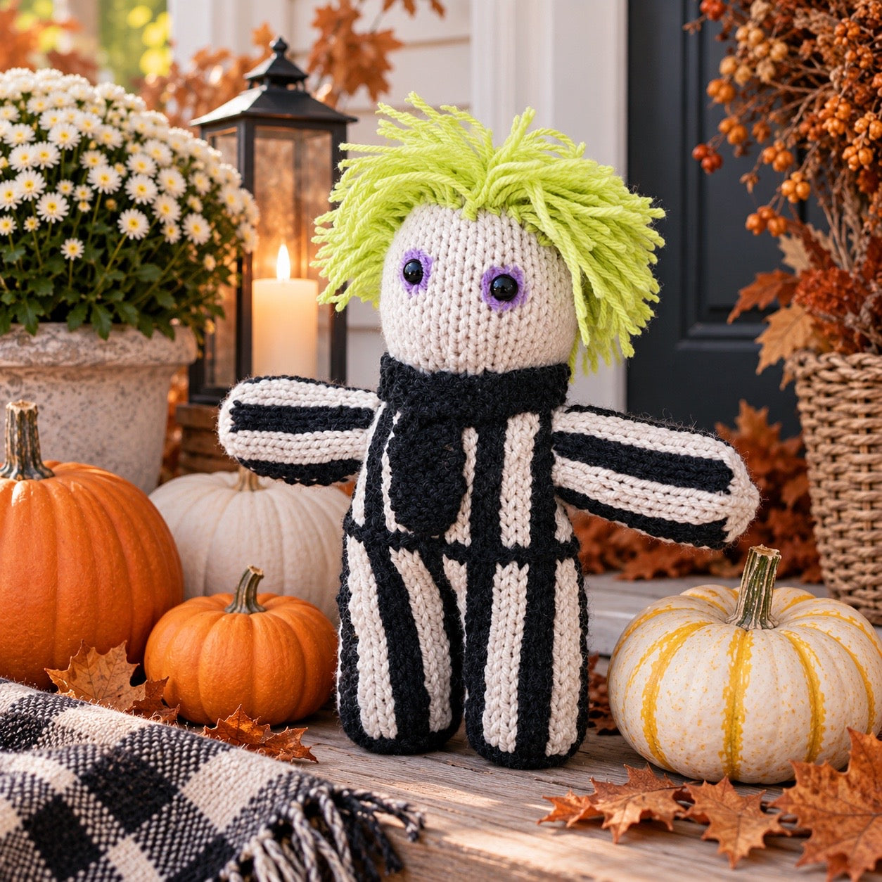 Plush Beetlejuice Knitting Pattern