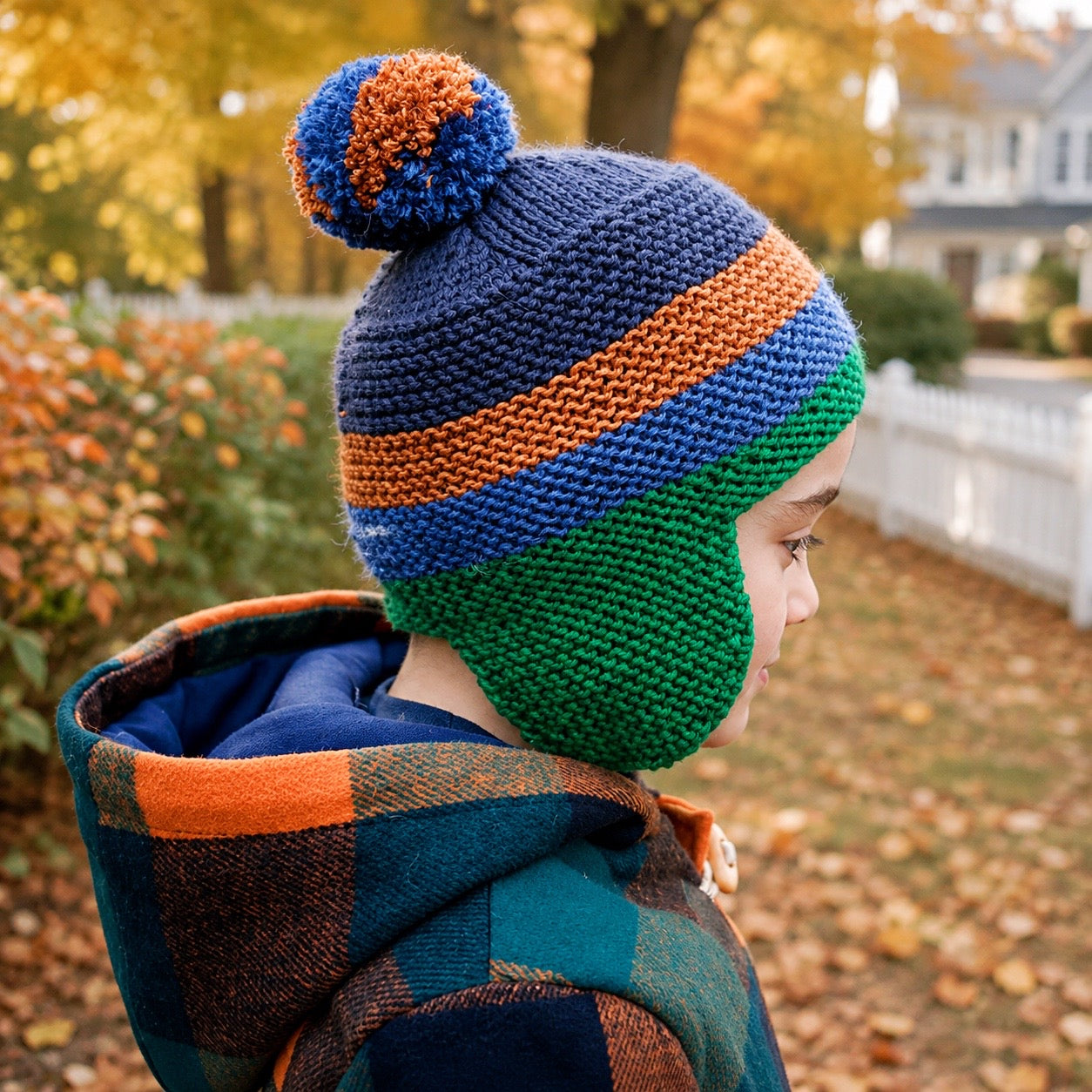 Scrap Yarn Flat Knit Hat for Kids
