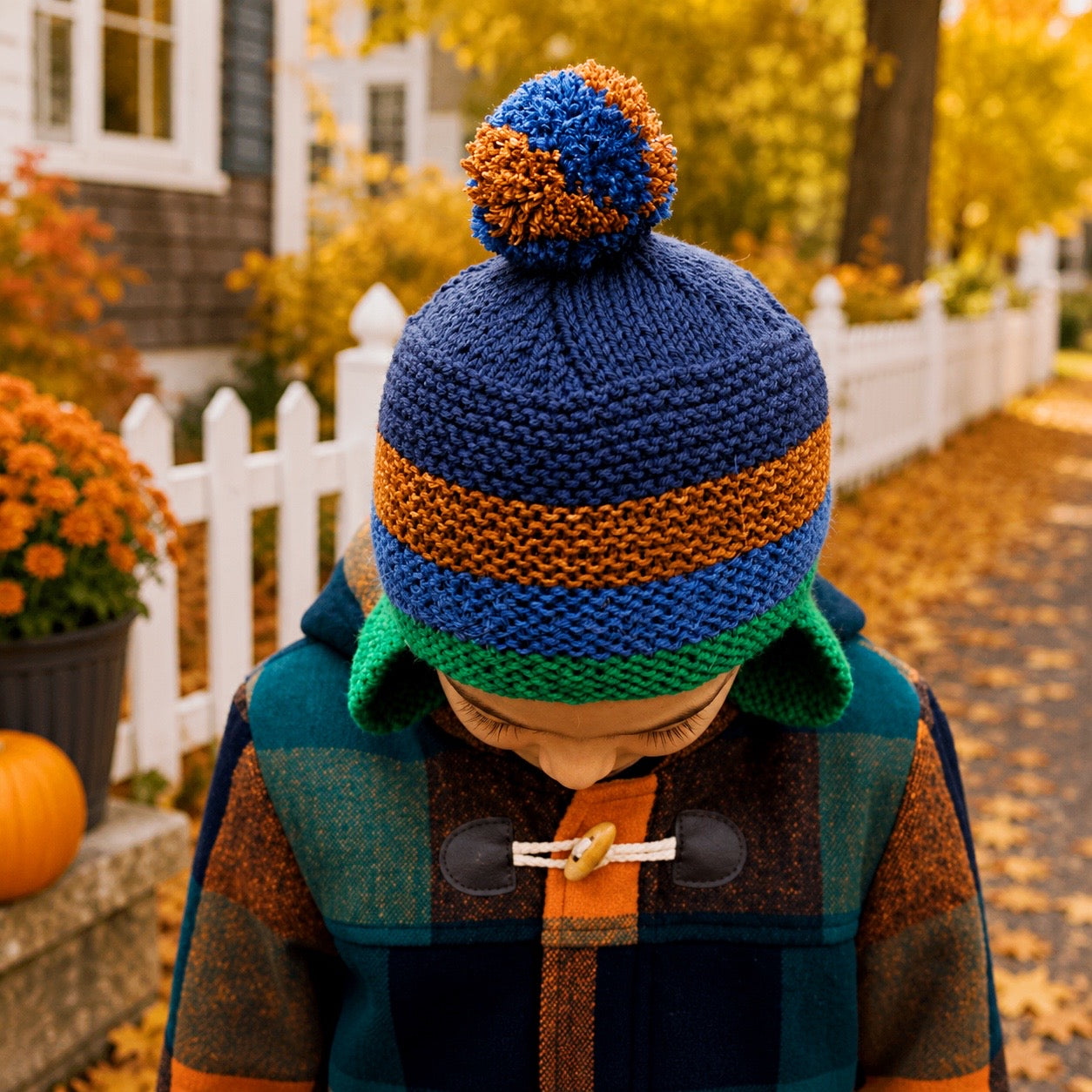 Scrap Yarn Flat Knit Hat for Kids