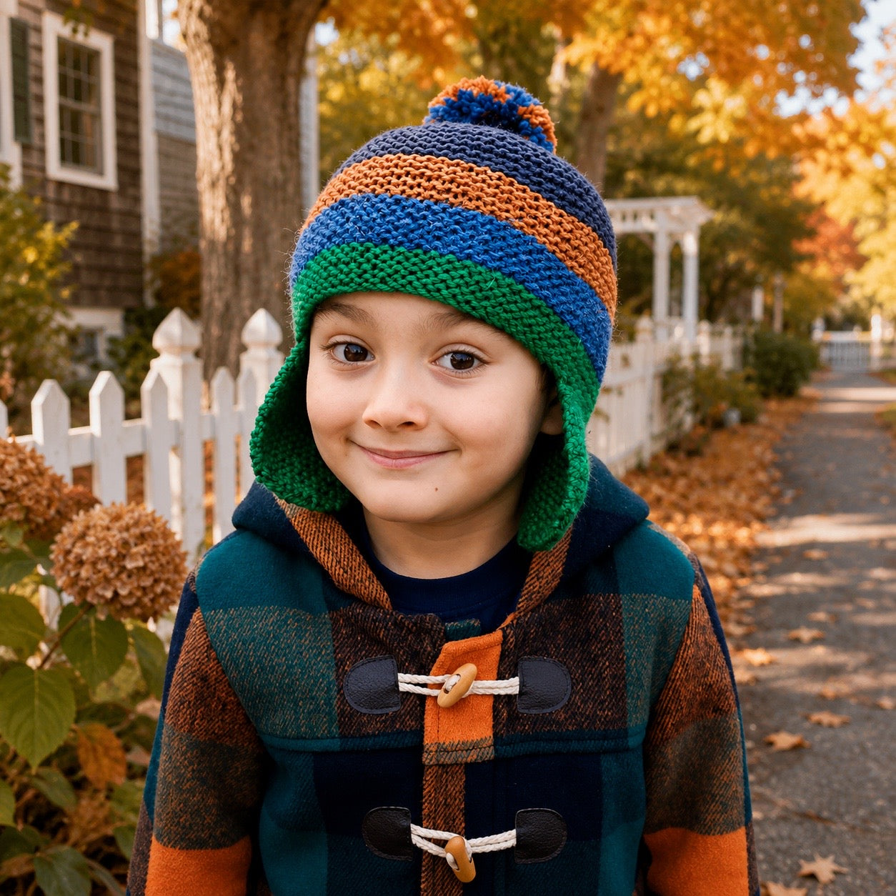 Scrap Yarn Flat Knit Hat for Kids