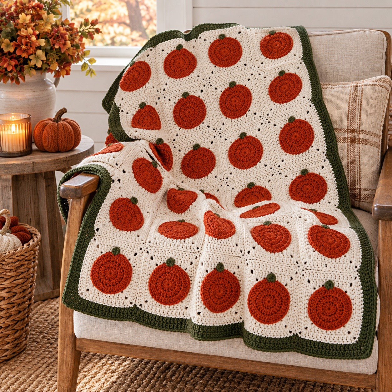 Pumpkin Granny Square Throw Crochet Pattern