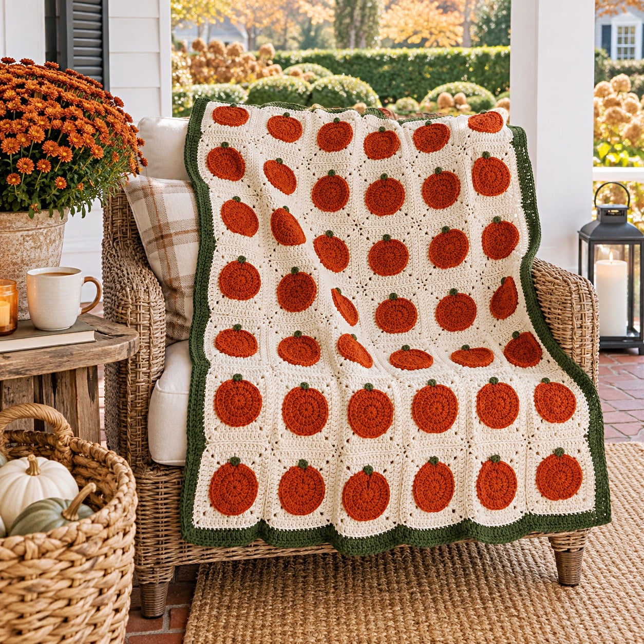Pumpkin Granny Square Throw Crochet Pattern